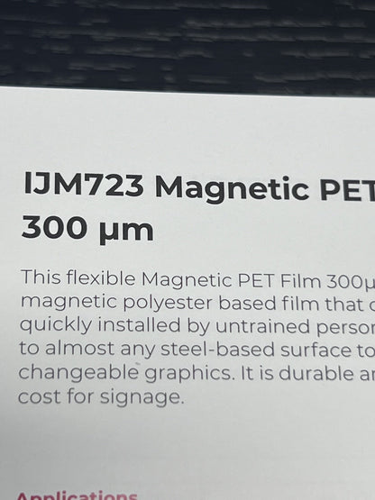 Film magnetico stampabile PET 300 µm in rotolo – Canon IJM723 Magnetic PET Film – fronte