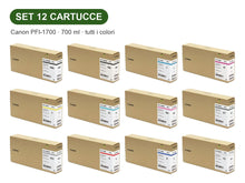 Set 12 cartucce Canon PFI-1700 700 ml: serie completa con tutti i colori