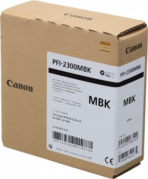 Cartuccia Canon PFI-2300 MBK nero opaco 330 ml